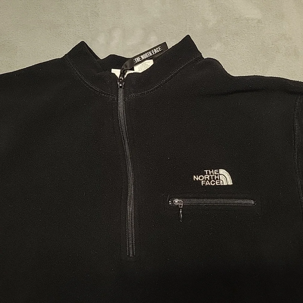 The North Face Pullover Mens Medium Black Quarter Zip Fleece Jacket Hiking Trail